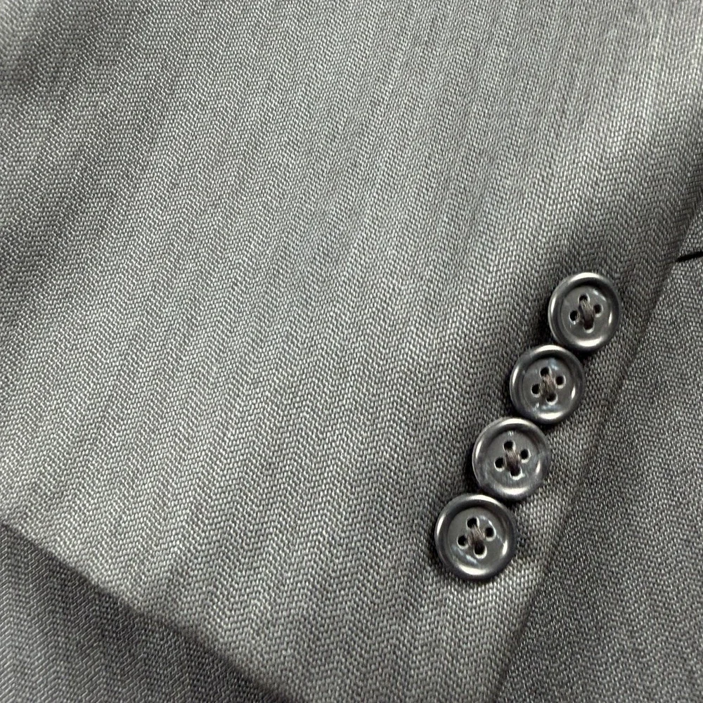 Hart Schaffner Marx 42L Gray Herringbone Wool Blazer Sport Coat 2 Button Woolmar - Picture 7 of 14